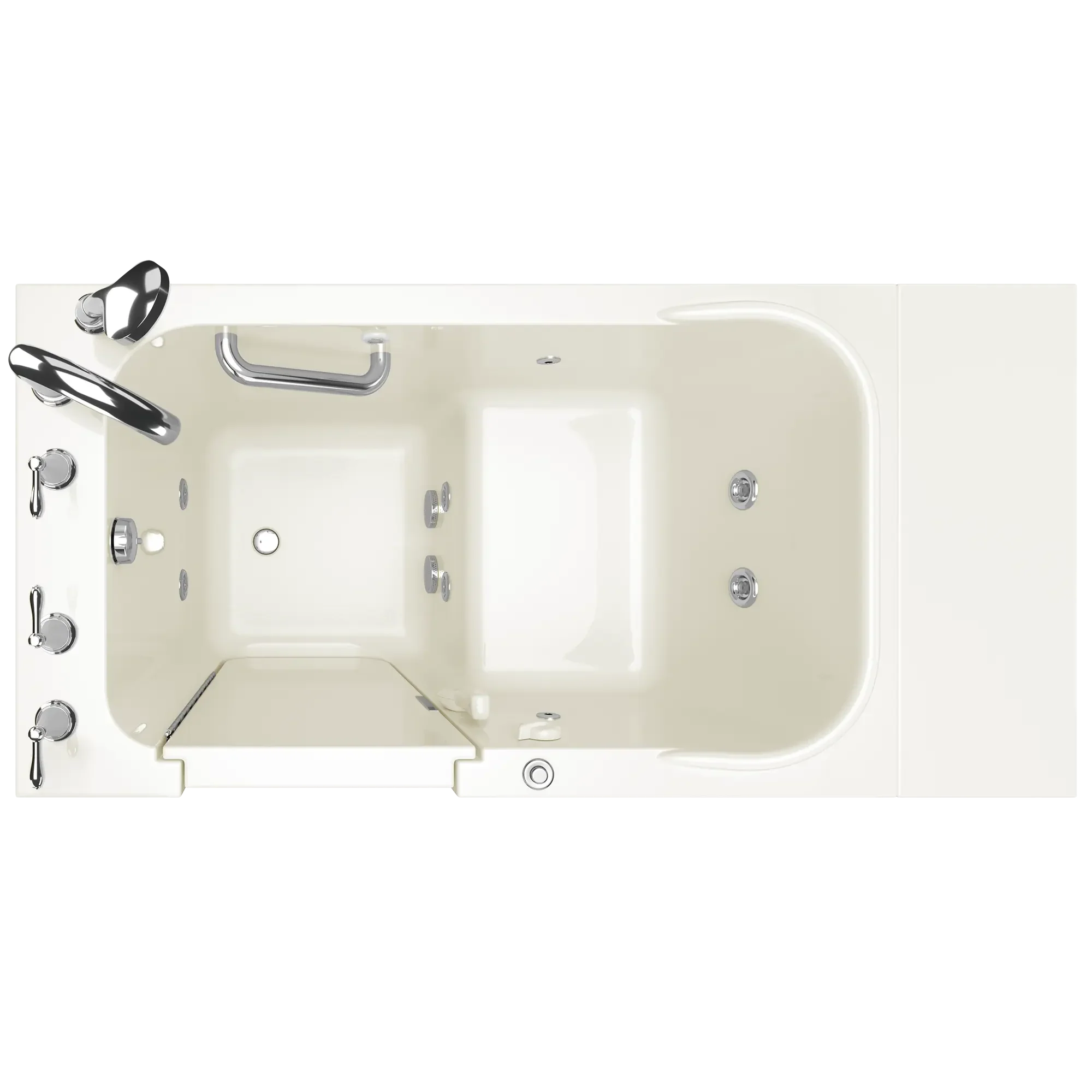 28x48 Inch Gelcoat Walk-In Bathtub with Whirlpool System - Left Hand Door & Drain - Ideal for Elderly & Mobility Needs - Spa Relaxation at Home