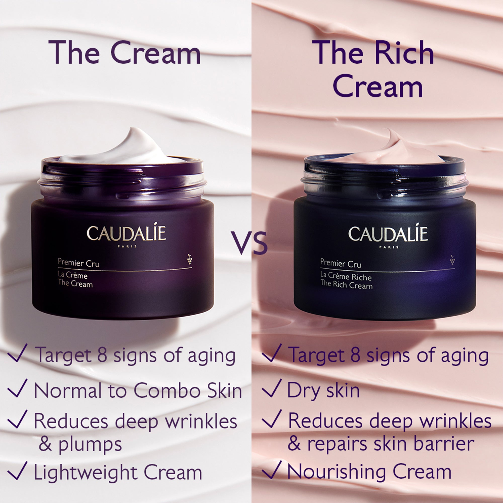 Caudalie Premier Cru The Rich Cream - Anti-Aging Face Moisturizer for Dry Skin | Luxury Skincare with Grape Seed Extract | Perfect for Night Routine & Winter Care