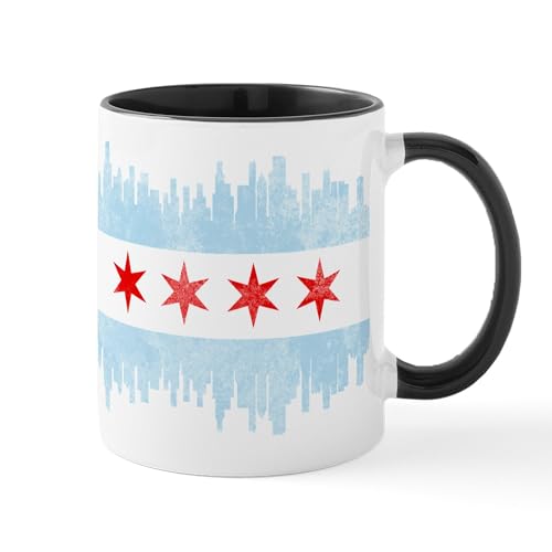 White/Black Inside - Chicago Skyline Flag Mugs
