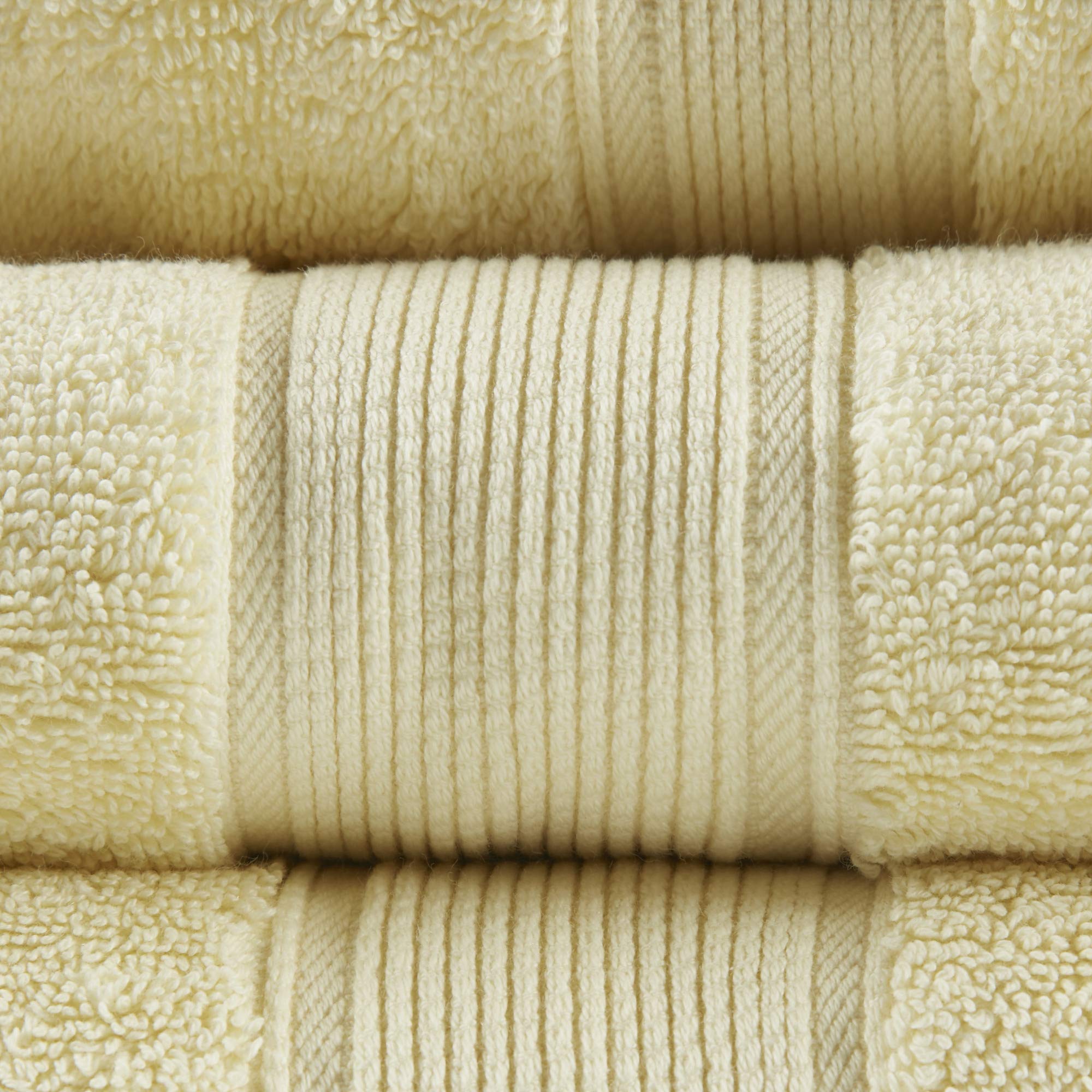 Madison Park Signature 800GSM 100% Cotton Luxury Bath Towel Set - 2 Bath Towels, 2 Hand Towels, 4 Washcloths - Ultra Absorbent, Quick Dry, Spa Quality - Yellow - Perfect for Bathroom, Spa, Hotel & Home Decor