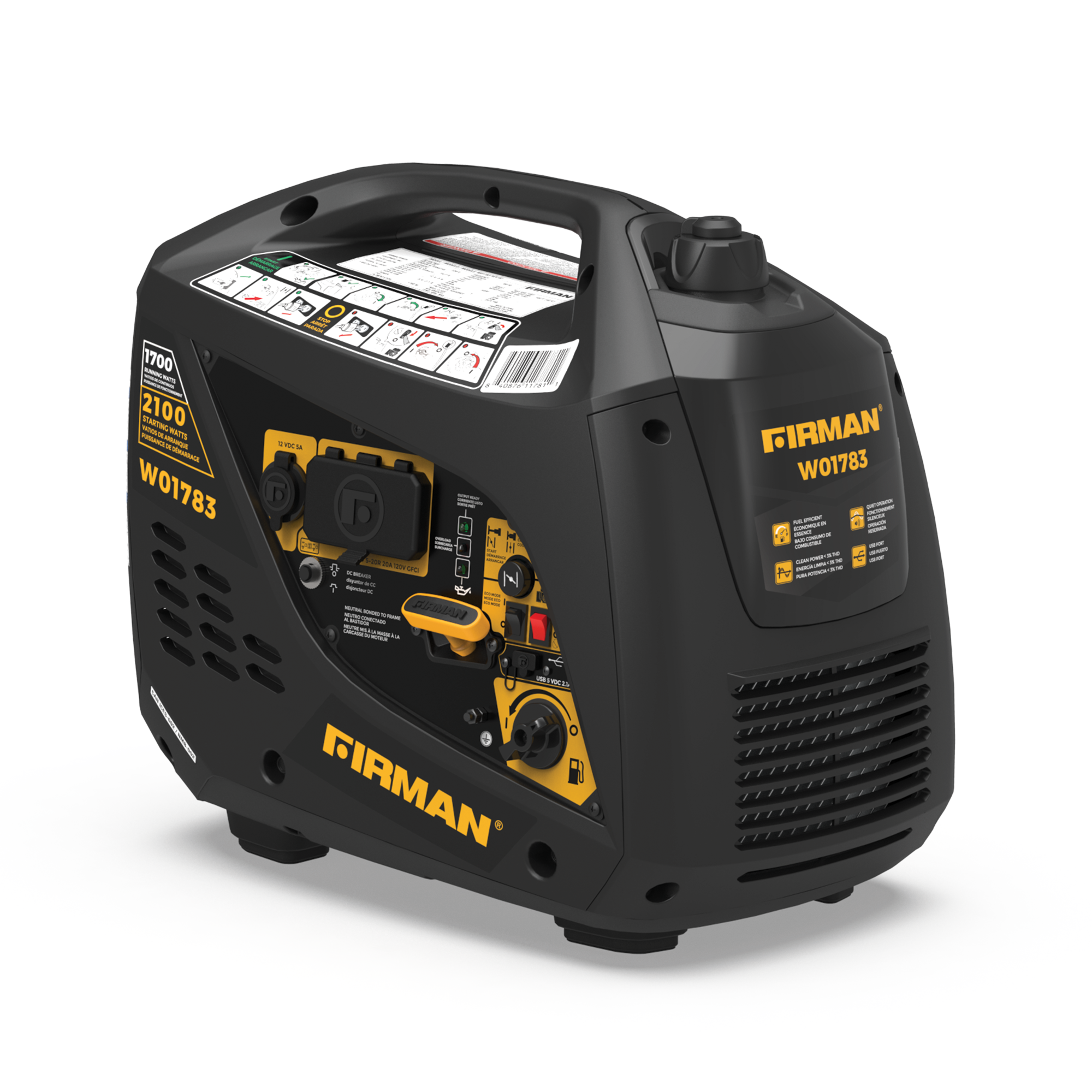 2100W Portable Inverter Generator with Recoil Start - Quiet, Lightweight Power for Camping, RV Trips & Emergency Backup