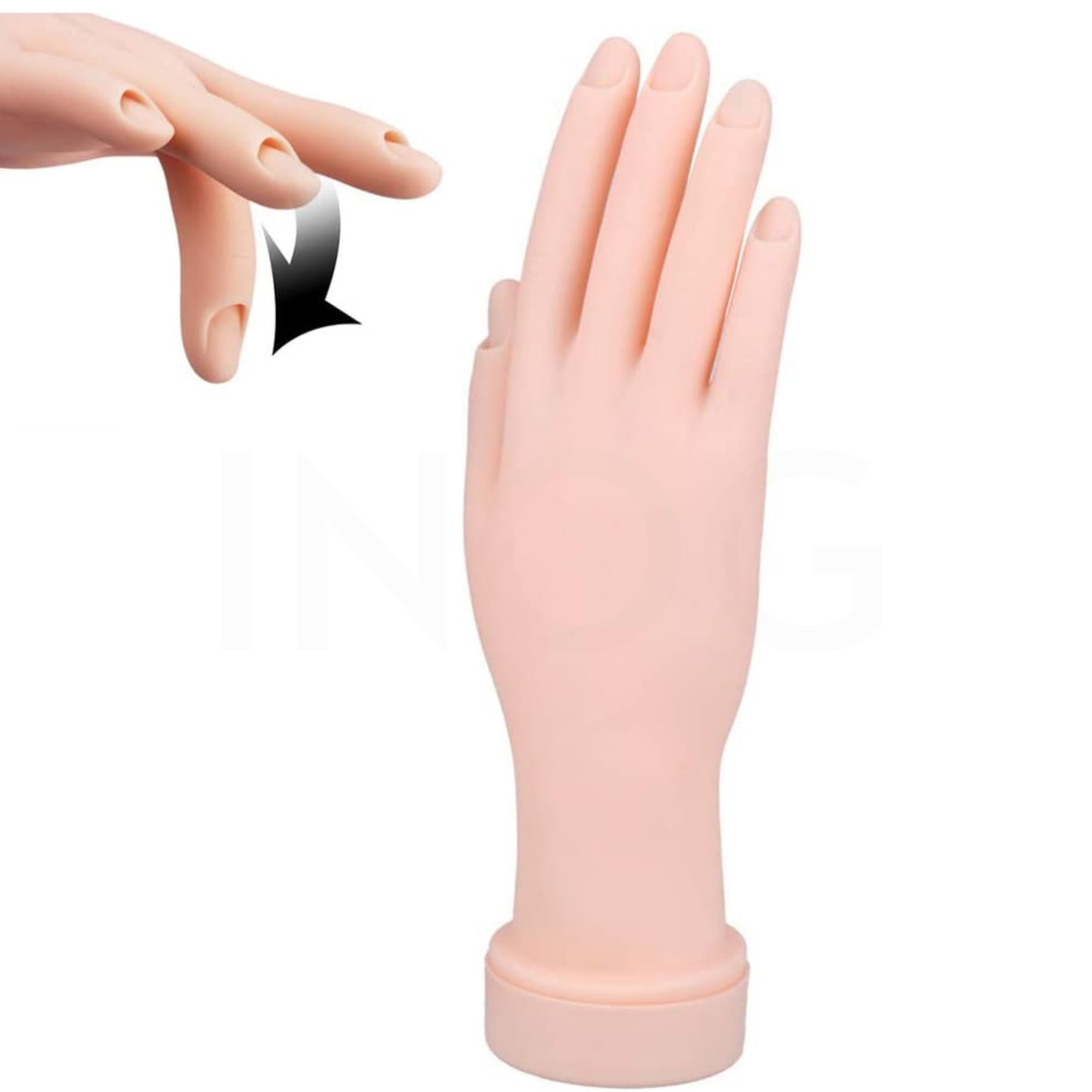 Professional INOG Flexible Soft Nail Training Hand - Plastic Mannequin Hand for Nail Art Practice, Manicure Training & Salon Demonstration | Perfect for Beginners, Students & Nail Technicians to Practice Gel, Acrylic & Nail Extensions