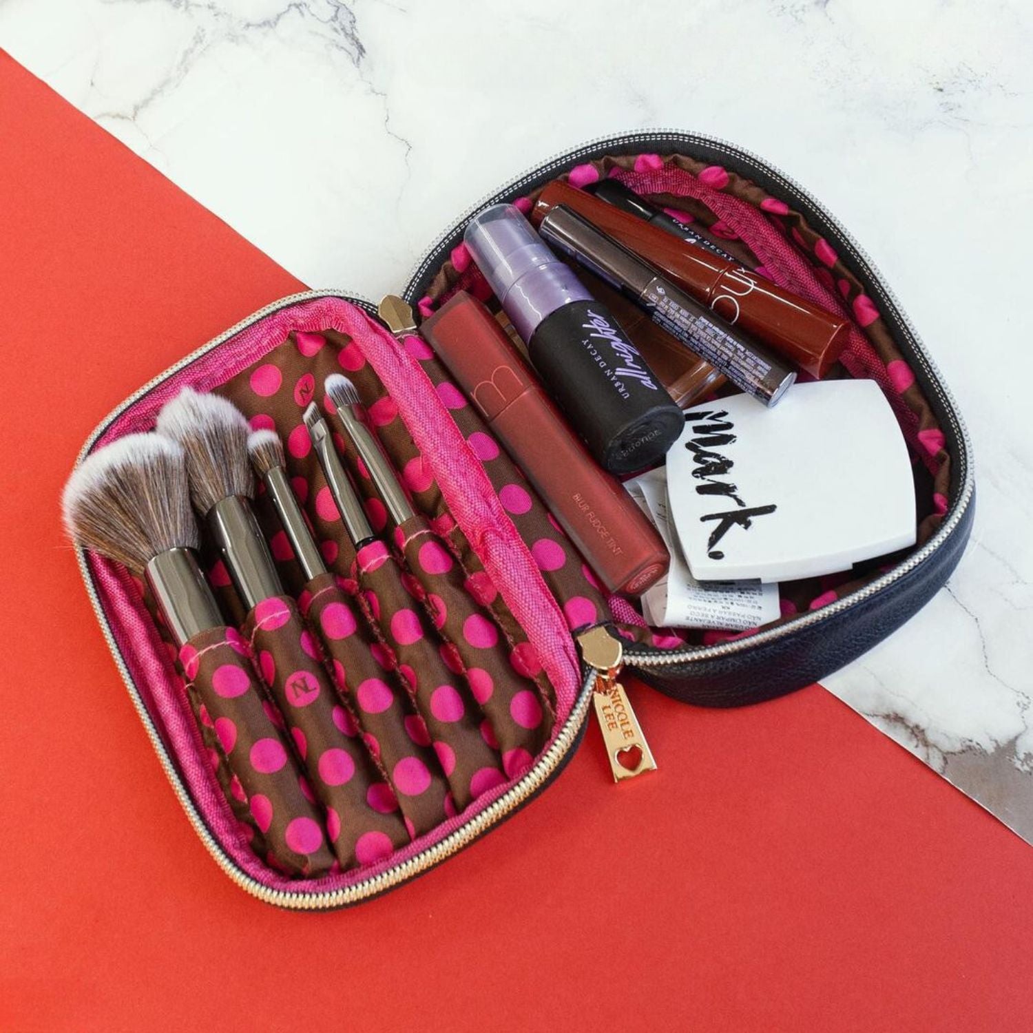 Premium Makeup Brush Set with Travel Pouch - 12 Piece Professional Cosmetic Brushes for Foundation, Blending, Eyeshadow & More - Perfect for Home & Travel Makeup Kit