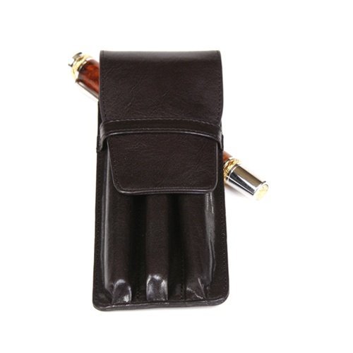 Premium Aston Leather Triple Pen Holder - Black - Stylish & Durable Desk Organizer for Office, Home, or Gift Giving