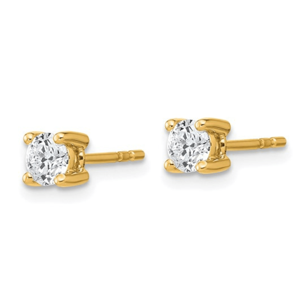 14K Gold Lab-Grown Diamond Round Solitaire Stud Earrings for Women - Hypoallergenic & Durable Everyday Luxury Jewelry for Work, Parties & Special Occasions