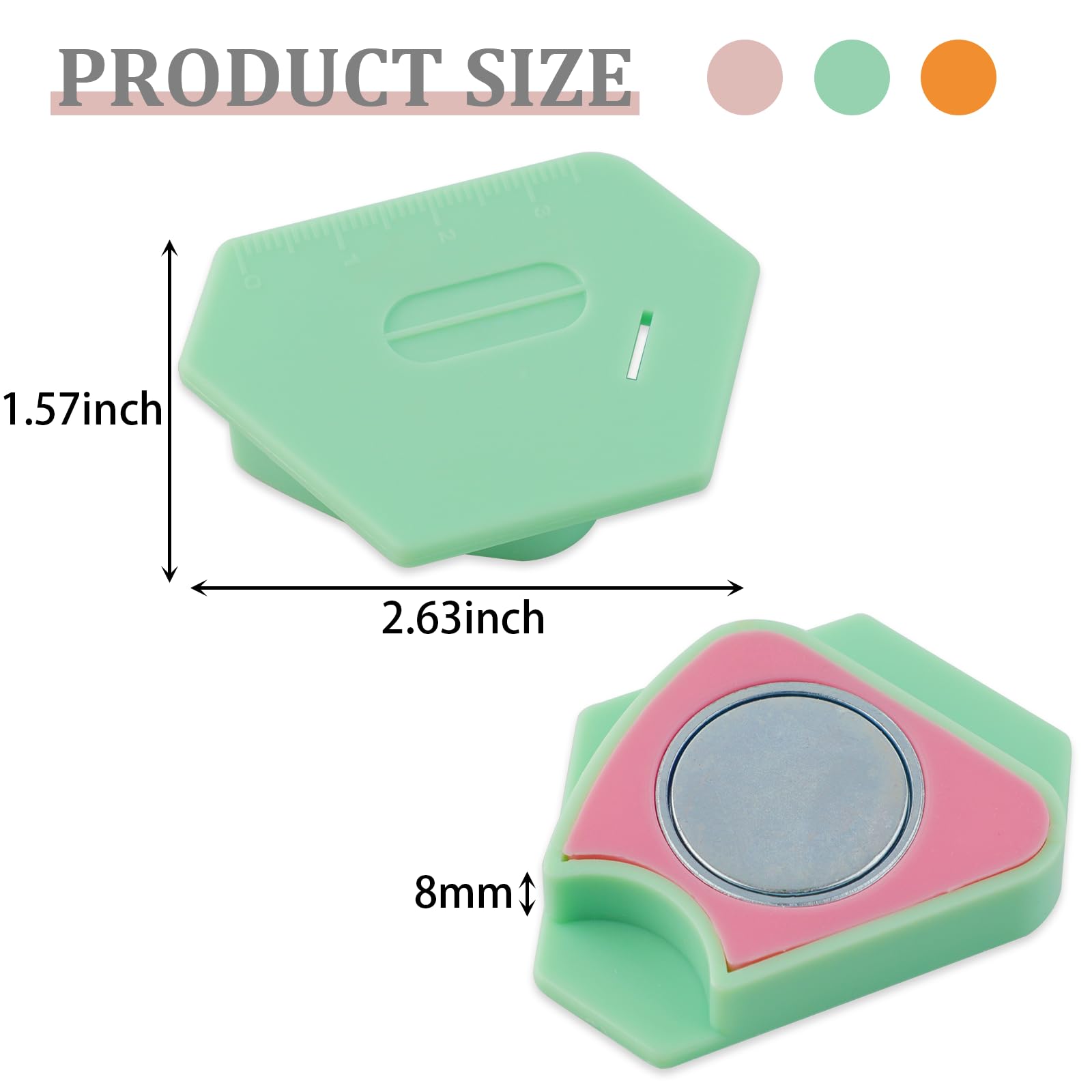 Magnetic Seam Guide for Sewing Machine - Multifunctional Hem Guide with Scale - Polygonal Sewing Accessory (Pink/Green) | Perfect for Quilting, Dressmaking & DIY Sewing Projects