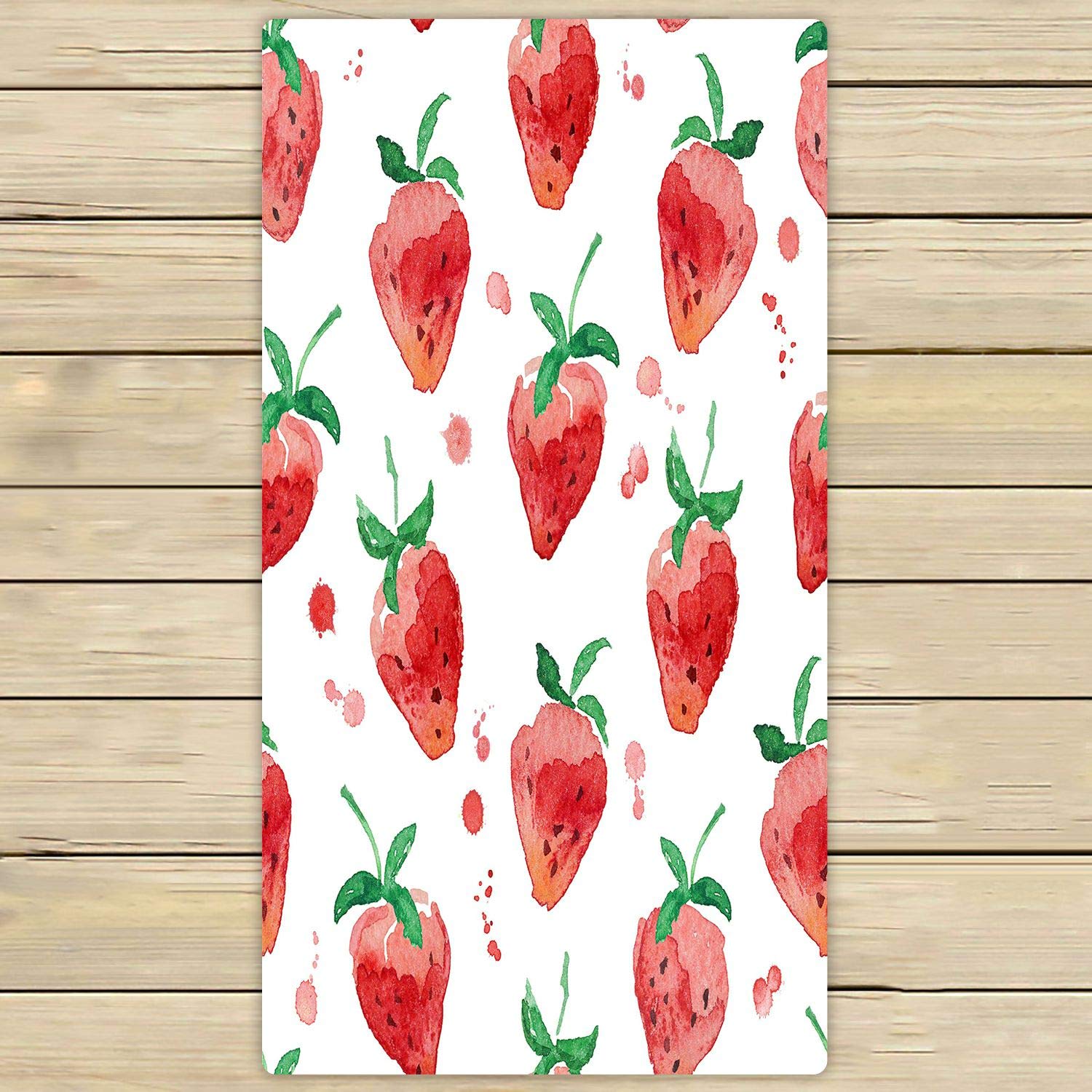ABPHQTO Watercolor Strawberry Pattern Towels - 30x56 Inch Soft Absorbent Beach, Bath, Pool, Spa & Travel Towels for Women & Men - Perfect for Swimming, Gym, Yoga & Vacation Essentials