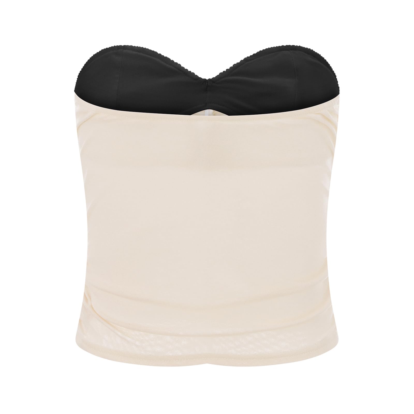 Women's Y2K Sexy Mesh Ruched Crop Tube Top - Strapless Bandeau Shirt for Summer | Perfect for Clubbing, Beach Outfits & Festival Wear