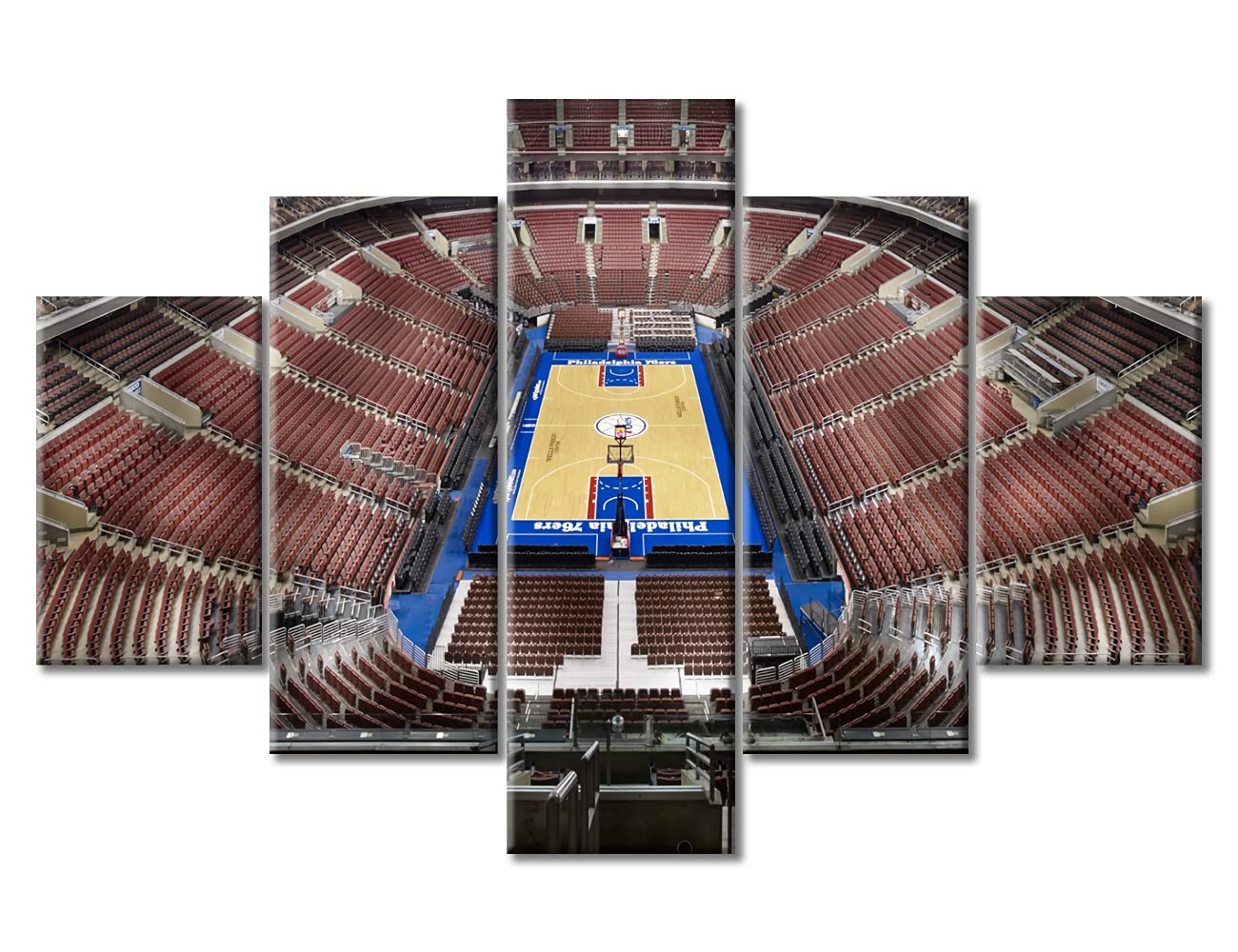 TUMOVO Large Canvas Wall Art - Wells Fargo Center Arena Pennsylvania USA, Basketball Sports Stadium Poster for Home & Office Decor - Perfect Gift for Men & Boys - 60
