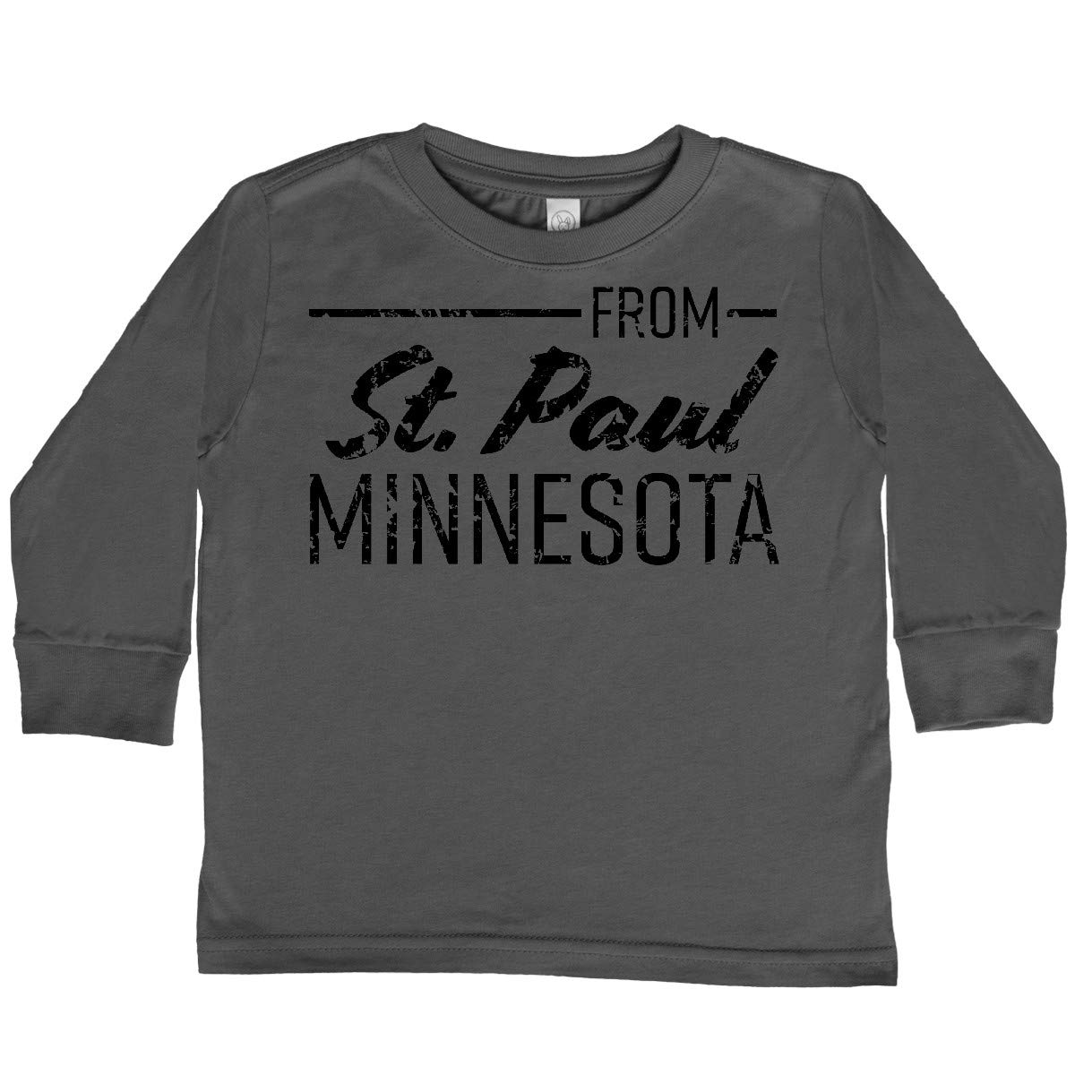 Inktastic St. Paul Minnesota Black Toddler Long Sleeve T-Shirt - Soft Cotton Tee for Boys & Girls, Perfect for Playdates, Daycare & Family Outings