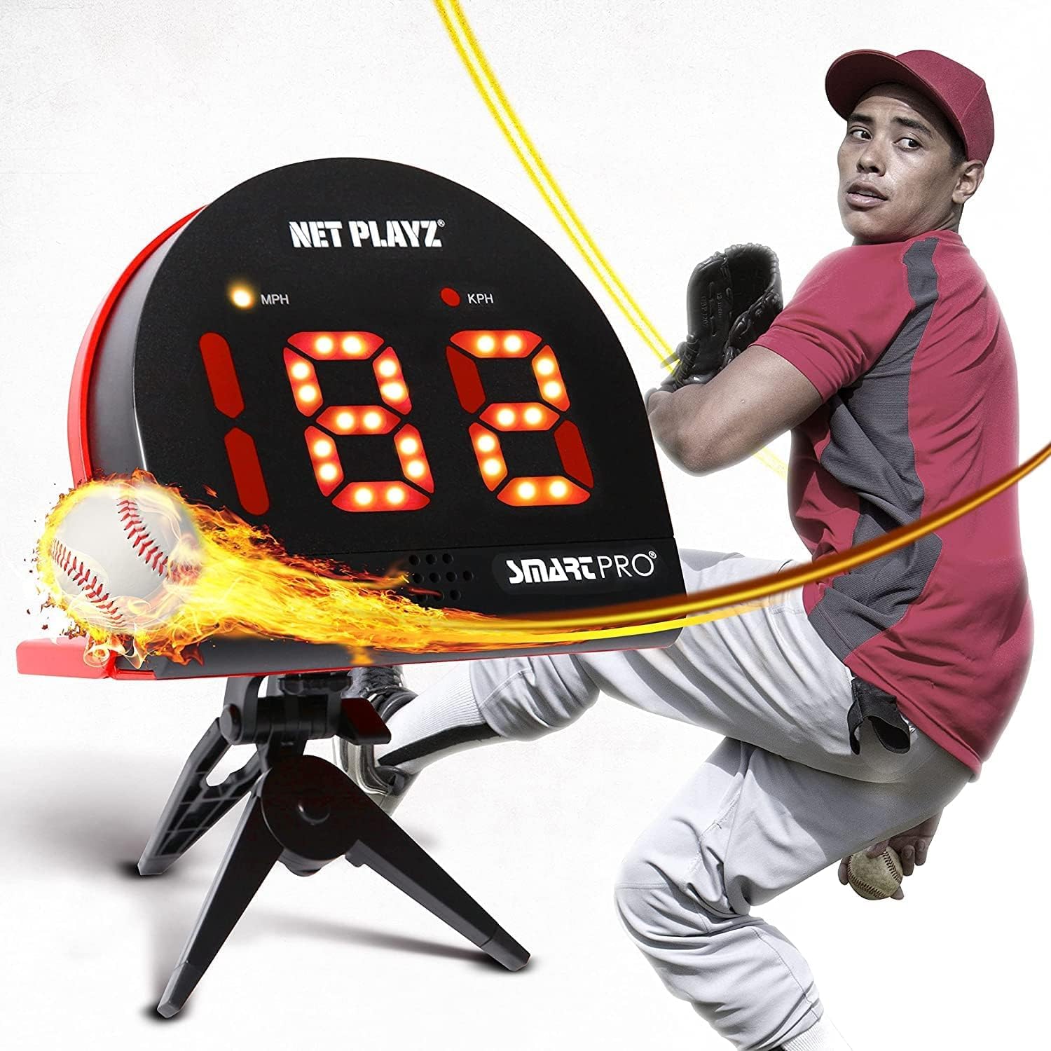 **Baseball Radar Gun - Hands-Free Speed Sensor for Pitch Training | High-Tech Baseball Training Aid & Gear | Perfect for Coaches & Players (Black, NIS022132039) | Improve Pitching Accuracy & Performance**