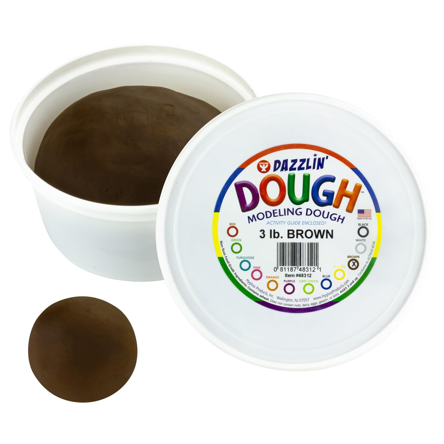 Hygloss Play Modeling Dough - 3lb Unscented Non-Toxic Kids Clay for Easter Basket Stuffers, Arts & Crafts, Party Favors & Classroom Supplies (Brown) - Perfect for Creative Play, Sensory Activities & DIY Projects