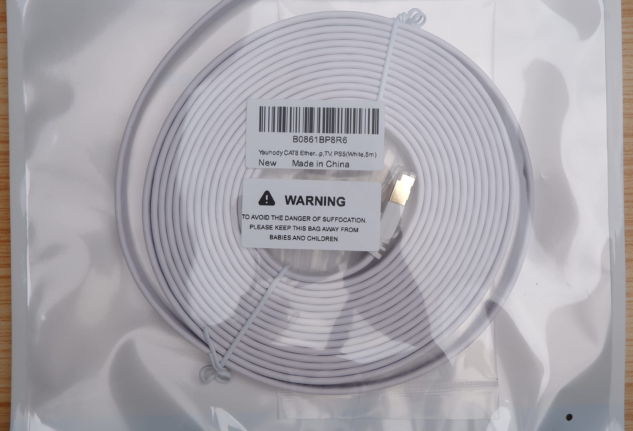 Yauhody CAT8 Ethernet Cable 15ft - High Speed 40Gbps 2000MHz SFTP Flat Internet LAN Cable with Gold Plated RJ45 Connector - for Gaming, Streaming, Home Office, Router, Modem, PC, Laptop, PS5/4 - White (15ft/5m)