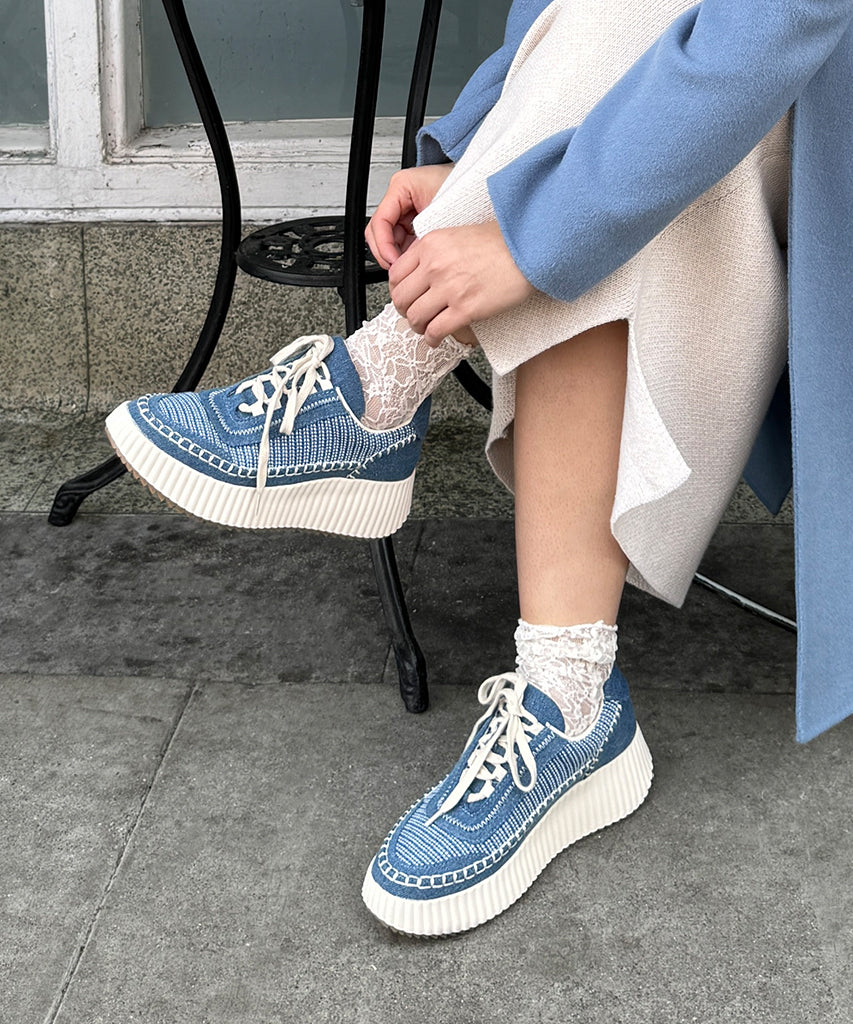 DOLEN Blue Multi Denim Sneakers for Men & Women - Comfortable Casual Walking Shoes for Everyday Wear, Gym, and Outdoor Activities