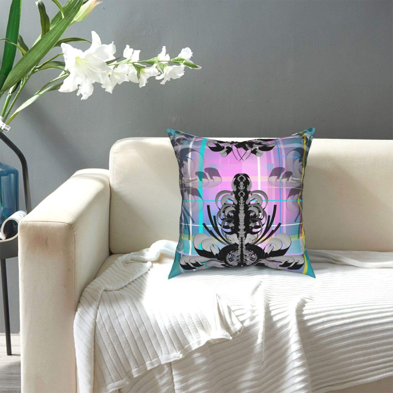Baroque Style Plaid Pattern Pillow Covers 18x18 Inch - Modern Decorative Throw Pillow Cases for Sofa, Couch, Bed & Car - Indoor & Outdoor Home Decor Accent Pillows
