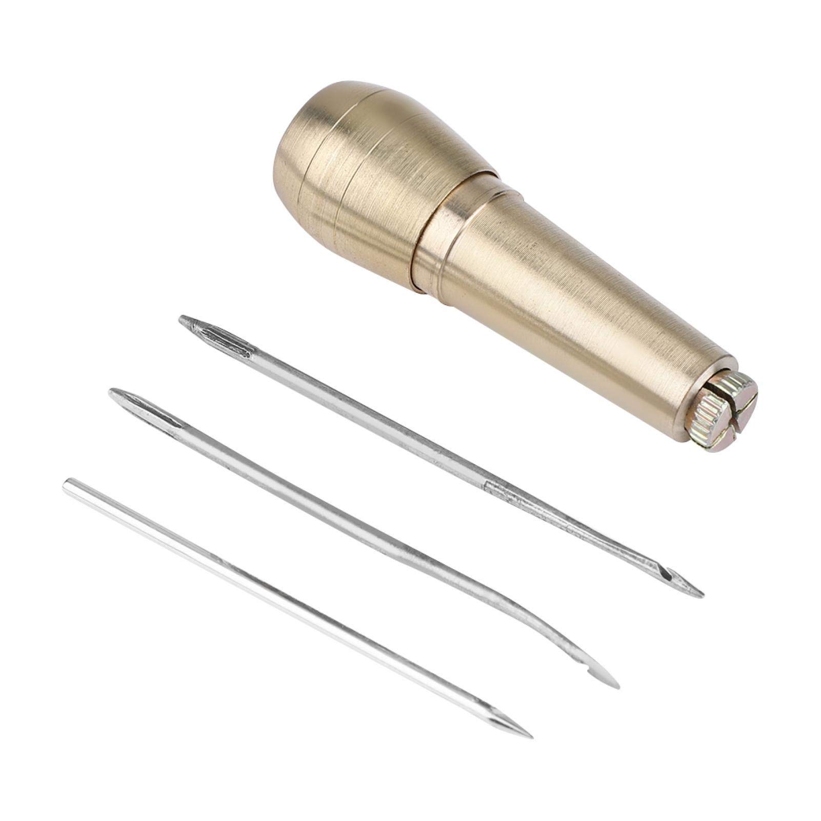 Tyenaza Copper Handle Sewing Awl with 3 Needles - Professional Leather & Shoe Repair Tool for Canvas Bags, Heavy Fabrics - Perfect for DIY Leather Craft, Upholstery & Outdoor Gear Repair