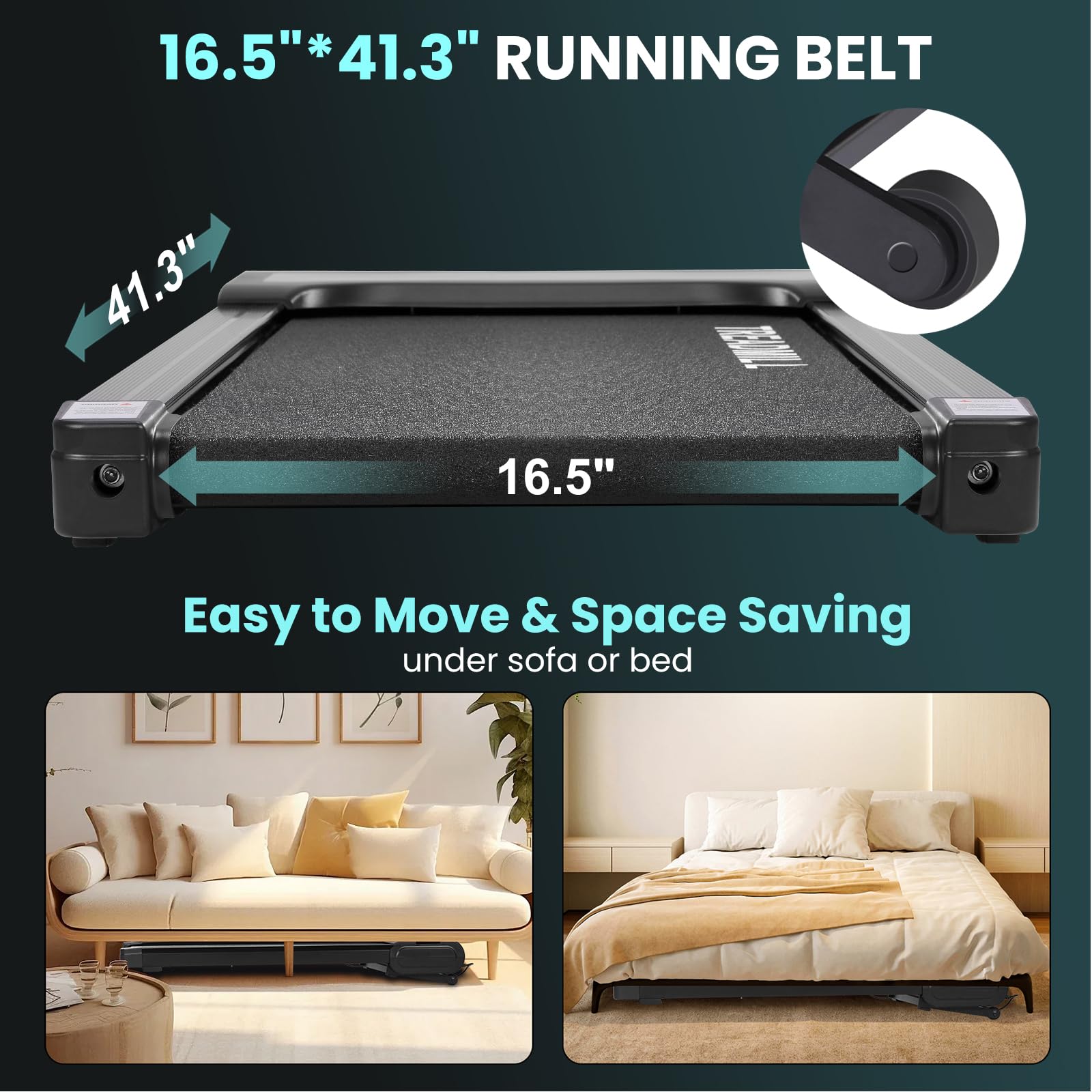 GARVEE 2 in 1 Portable Walking Treadmill for Home & Office - 2.5HP Ultra Quiet Folding Treadmill with Remote Control, LED Display & 16.5