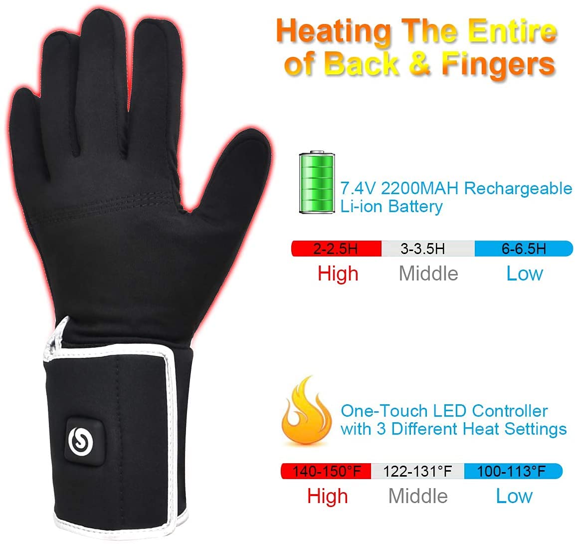 Rechargeable Battery Heated Gloves for Men & Women - Winter Motorcycle Riding, Skiing & Snow Sports Warmth | Cold Weather Hand Warmers