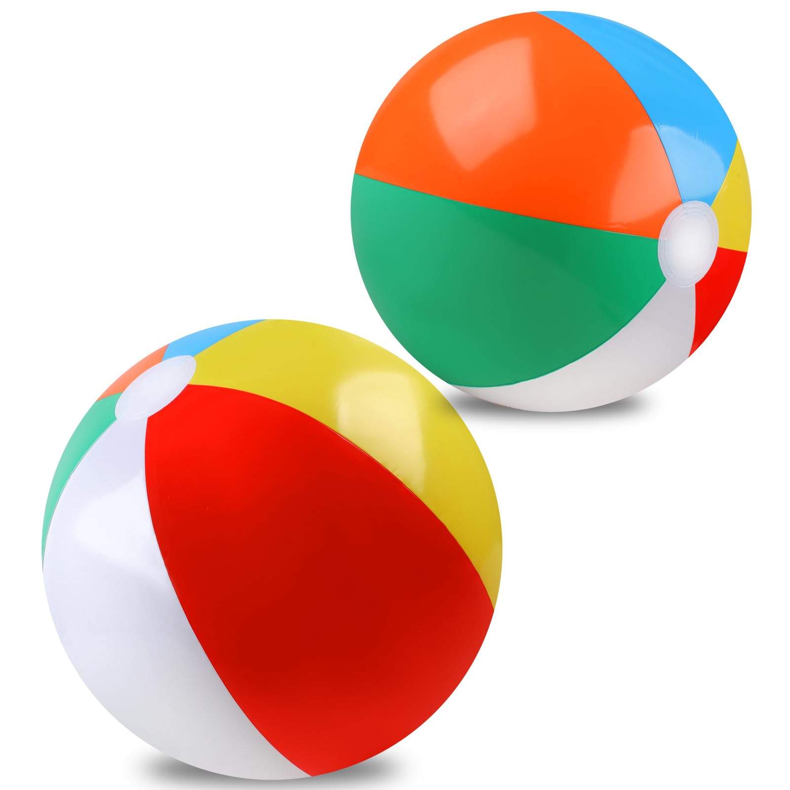 2 Pack 20 Inch Inflatable Beach Balls - Rainbow Color Pool Toys for Kids, Swimming Pool & Summer Water Games - Perfect for Beach Parties, Backyard Fun, and Outdoor Activities