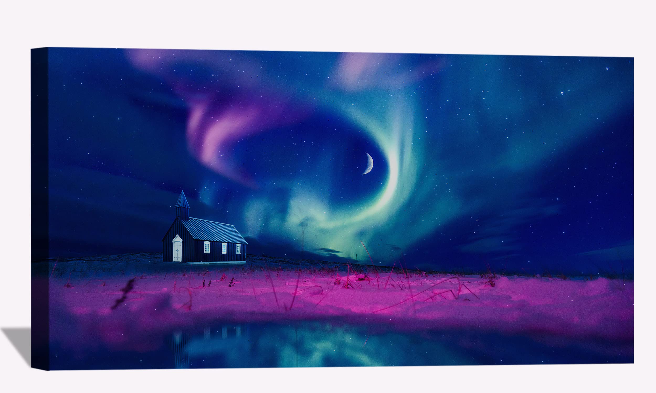 Aurora Borealis Canvas Wall Art - Northern Lights Painting for Home & Office Decor
