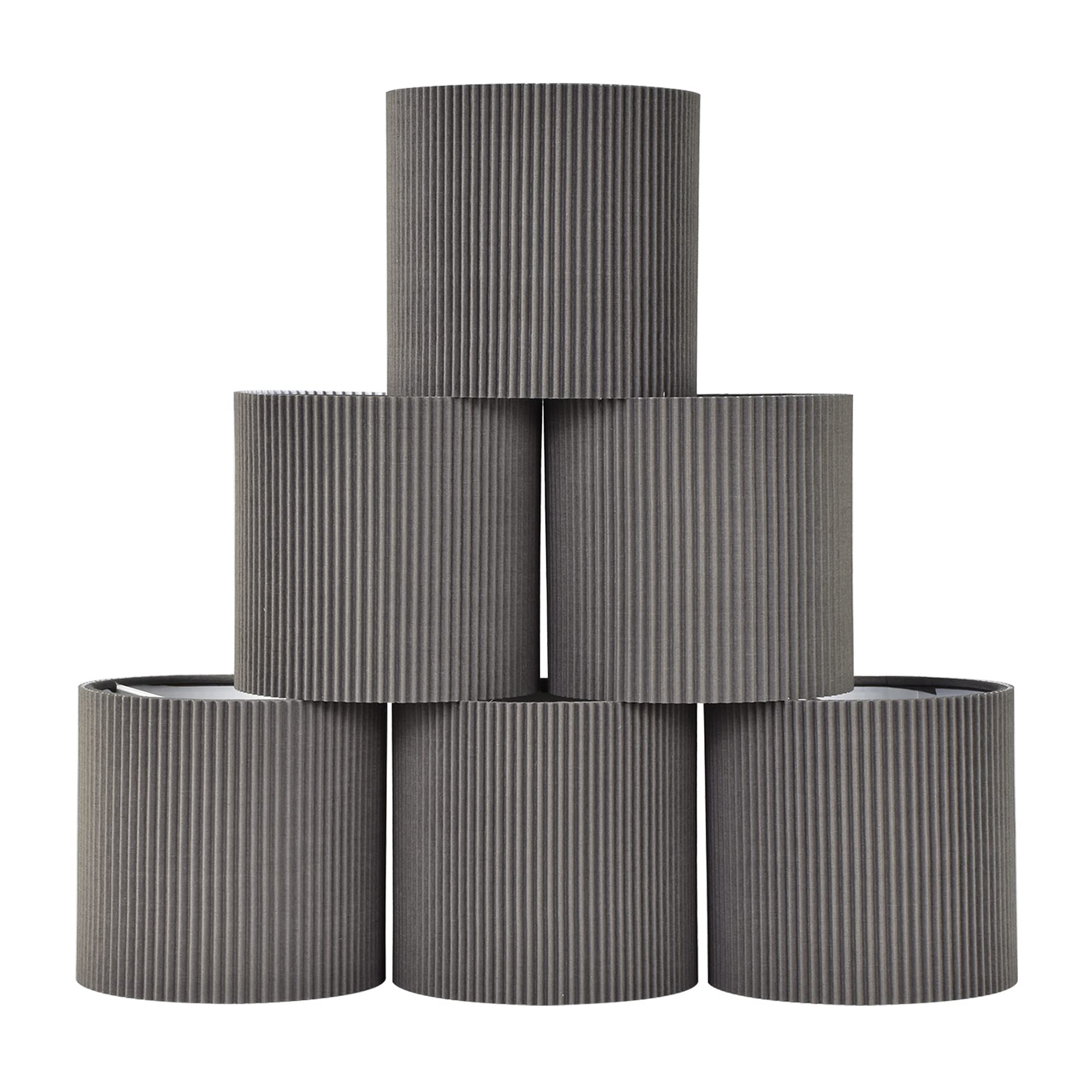 LAMPWELL KETTE Clip-on Chandelier Fabric Lamp Shades - Set of 6 Small Drum Lamp Shades (5.4