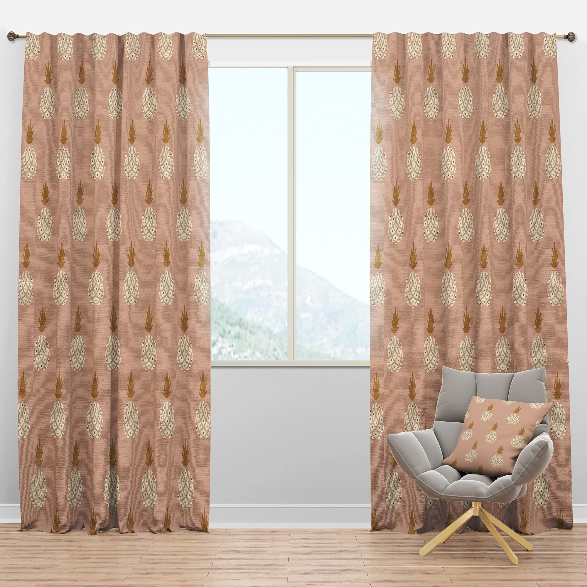 DesignQ Blackout Curtains 'Pineapple Summer Bliss VII' - Thermal Insulated Single Panel (52x63 inches) for Bedroom & Living Room - Blocks Sunlight & Noise, Perfect for Home Theater, Nursery, and Office Privacy