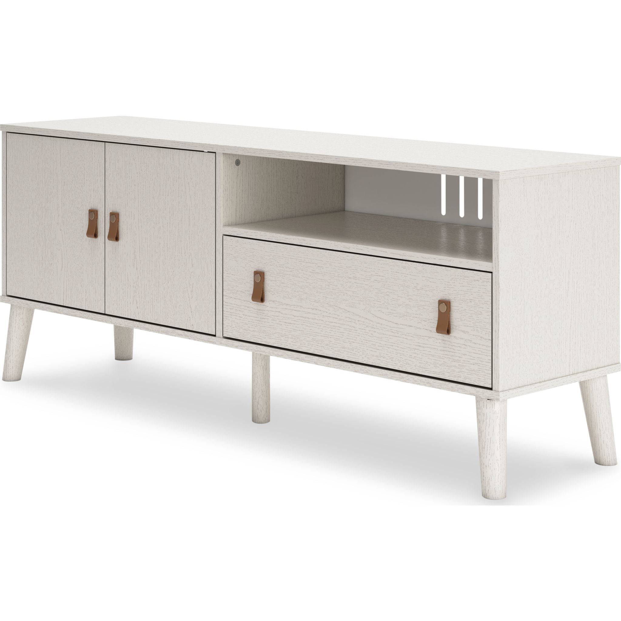 Aprilyn Modern TV Stand for Living Room - White, Sturdy Wooden Entertainment Center with Storage Shelves for Flat Screen TVs up to 65