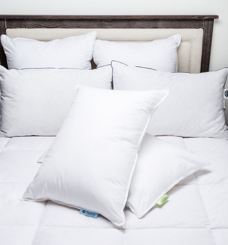 Choice Hotels® Soft and Firm Polyester Pillow Combo Pack - 2 Pack Hotel Quality Pillows for Back, Stomach & Side Sleepers - Perfect for Home, Travel & Guest Rooms