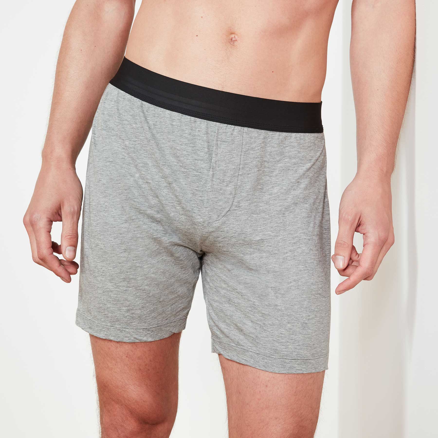 Premium Luxe Lotus Relaxed Fit Boxer Shorts for Men - Soft Breathable Cotton Underwear - Heather Grey - Perfect for Lounge, Sleep & Everyday Comfort