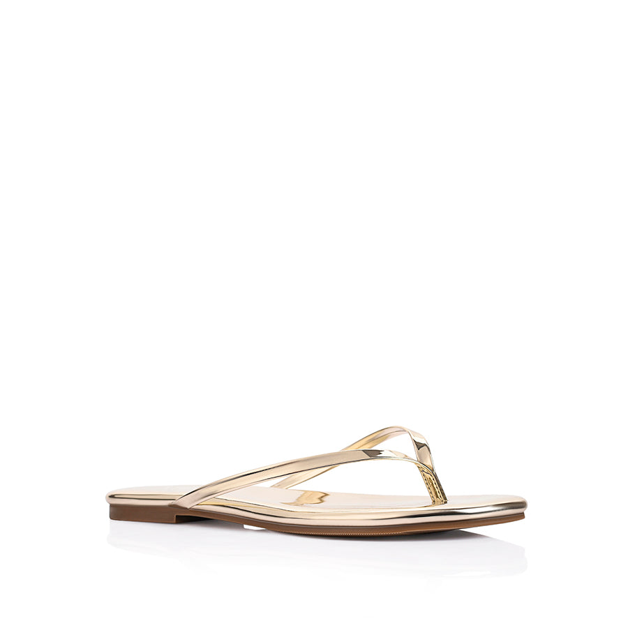 Tori Thongs Gold Mirror Sandals - Stylish & Comfortable Women's Flip Flops for Beach, Pool, and Summer Outfits