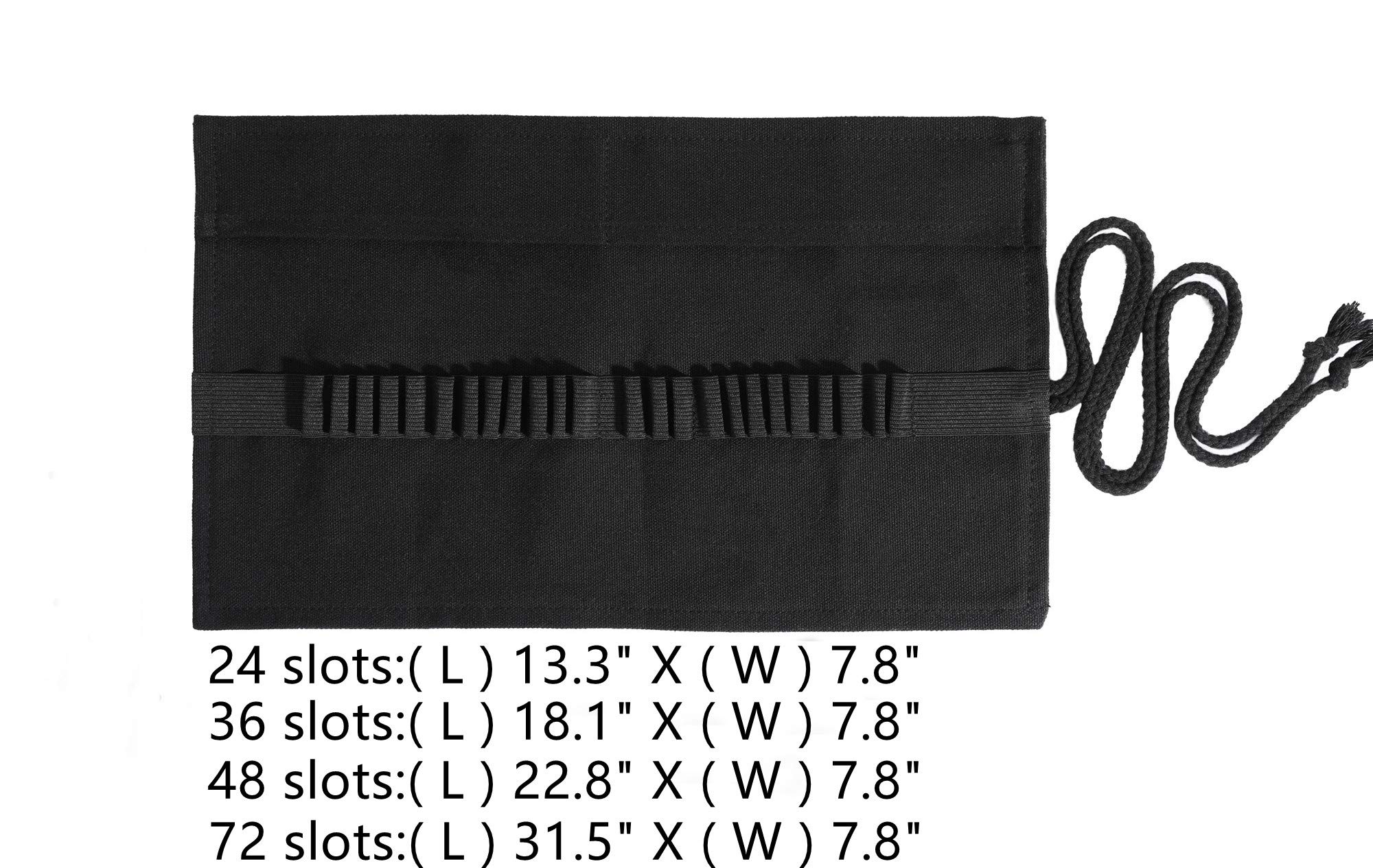 24-Slot Canvas Paint Brush Holder & Makeup Brush Roll Pouch Bag - Black | Perfect for Artists & Makeup Enthusiasts | Travel-Friendly Organizer for Brushes, Pens & Tools