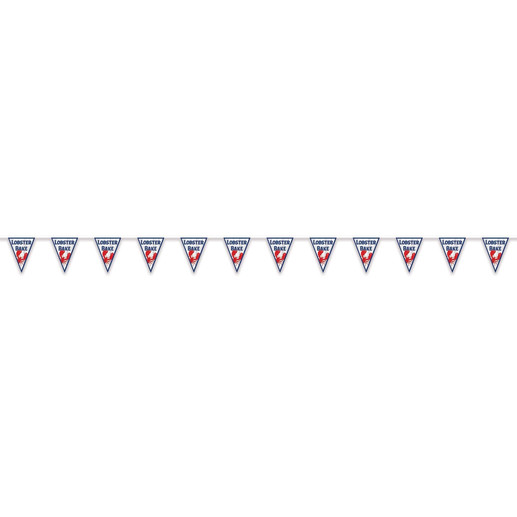 12 Pack Beistle Lobster Bake Pennant Banner - Summer Seafood Party Decorations for Beach BBQ, Clambake, and New England Themed Events