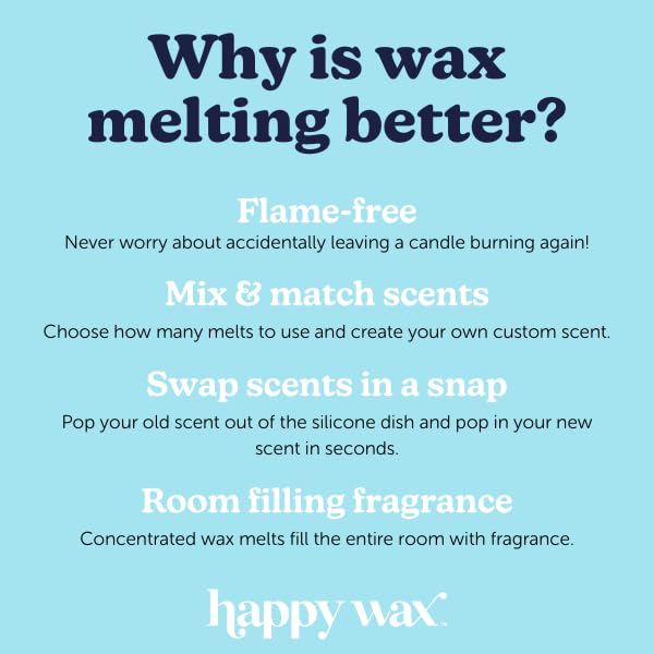 Happy Wax Marble Signature Warmer and Wax Melts Kit - Coffee Scented Wax Melts for Home, Aromatherapy & Relaxation - Perfect for Bedroom, Bathroom & Office Use