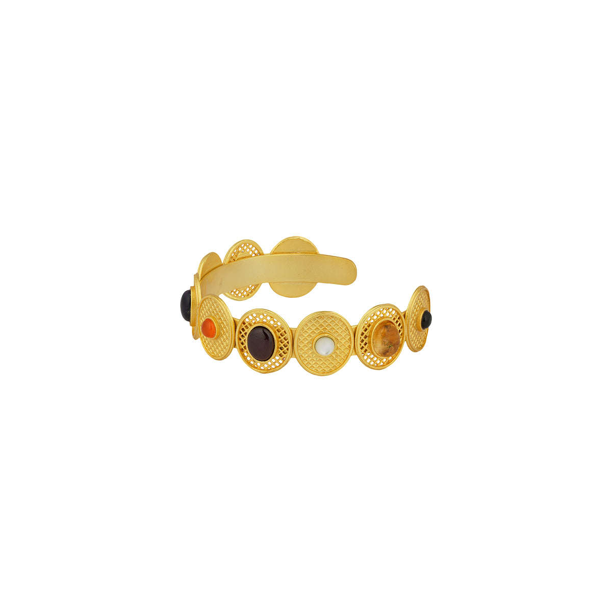 Color Story Navratan Cuff Bracelet - Elegant Indian Gemstone Bangle for Women | Perfect for Festivals, Weddings & Boho Fashion