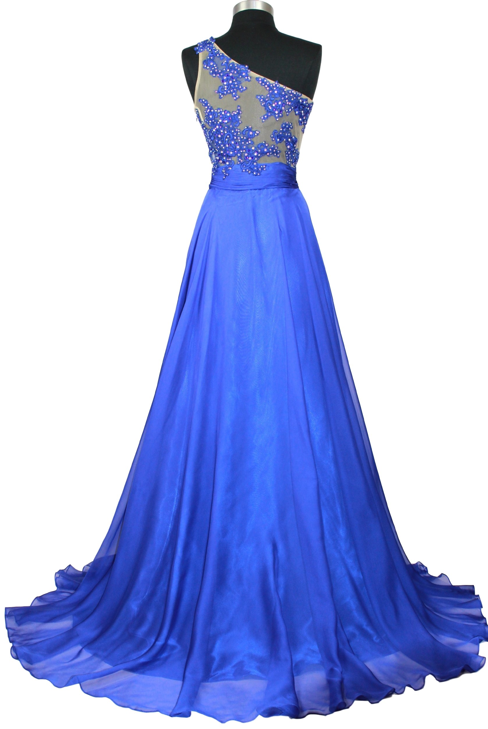 Elegant Meier Women's One Shoulder Lace Sheer Blouse - Formal Evening Gown for Prom, Pageant & Special Occasions | Perfect for Weddings, Cocktail Parties & Red Carpet Events