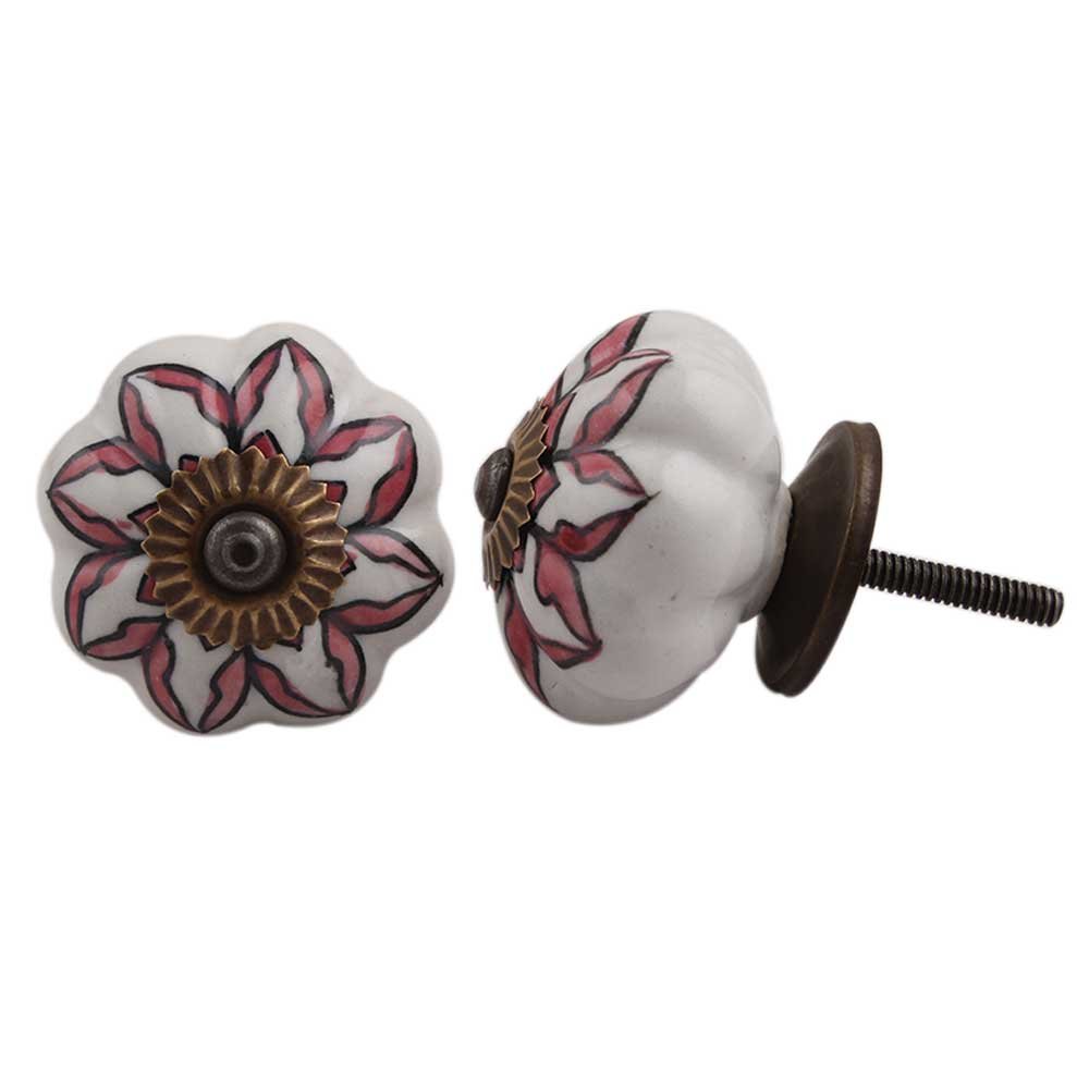 2-Pack Pink Ceramic Dahlia Drawer Knobs - Elegant Kitchen Cabinet & Dresser Hardware for Home Decor - Perfect for Bedroom, Bathroom & DIY Furniture Upgrade