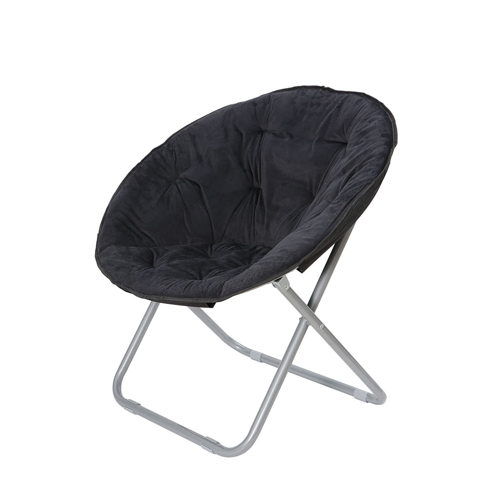 **BiYeer Oversized High Back Folding Chair – Soft Saucer Moon Chair for Living Room, Camping & Outdoor Use – Black Comfortable Seat Stool for Home, Office & Relaxation**