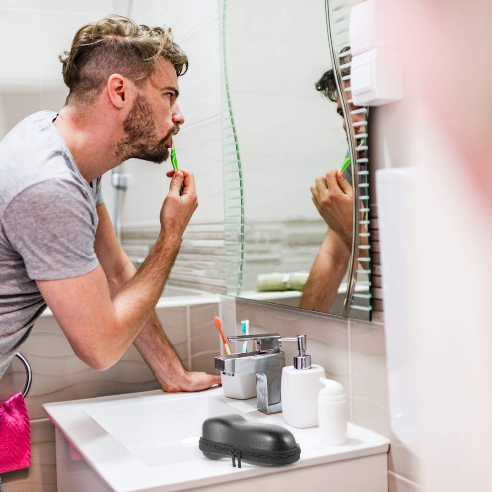 Men's Electric Razor & Travel Case Set - Rechargeable Shaver for Men & Women with Multifunction Eva Organizer | Perfect for Travel, Gym & Daily Grooming