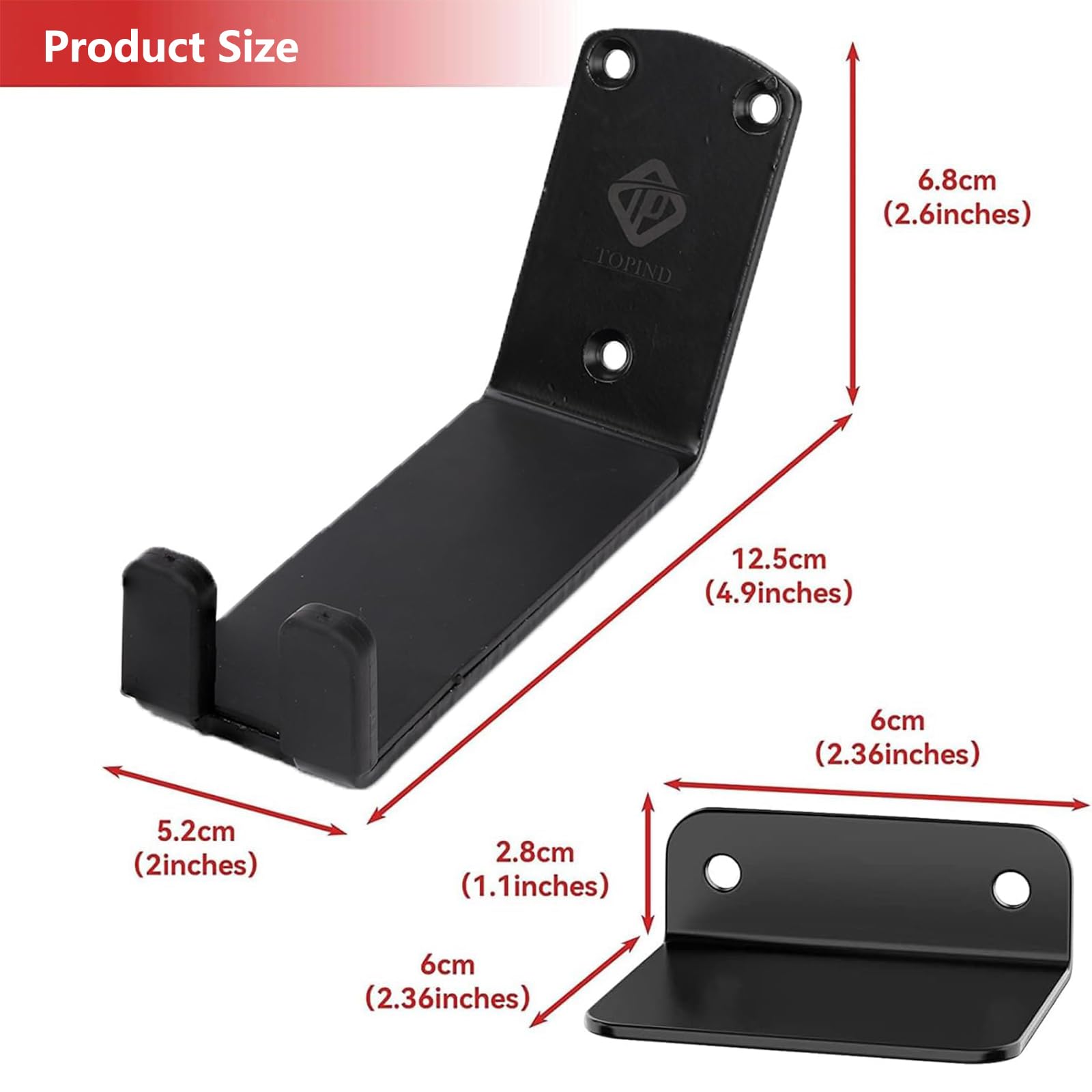 TOPIND Heavy Duty Bike Pedal Wall Mount Hanger - 3 Pack Vertical Bike Storage Hooks with Rubber Pads for Garage, Home & Outdoor Use | Secure Bicycle Rack for Wall Mounting & Space Saving Organization