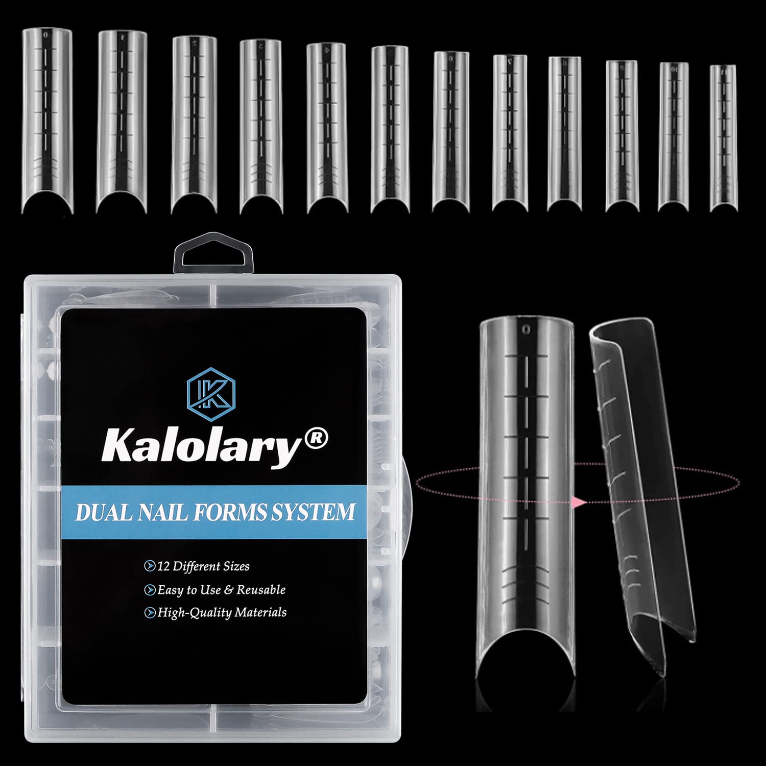 Kalolary 120PCS Clear Gel Nail Forms - Full Cover Dual System with C Curve for Nail Extensions | DIY Manicure & Nail Art Tools for Salon & Home Use