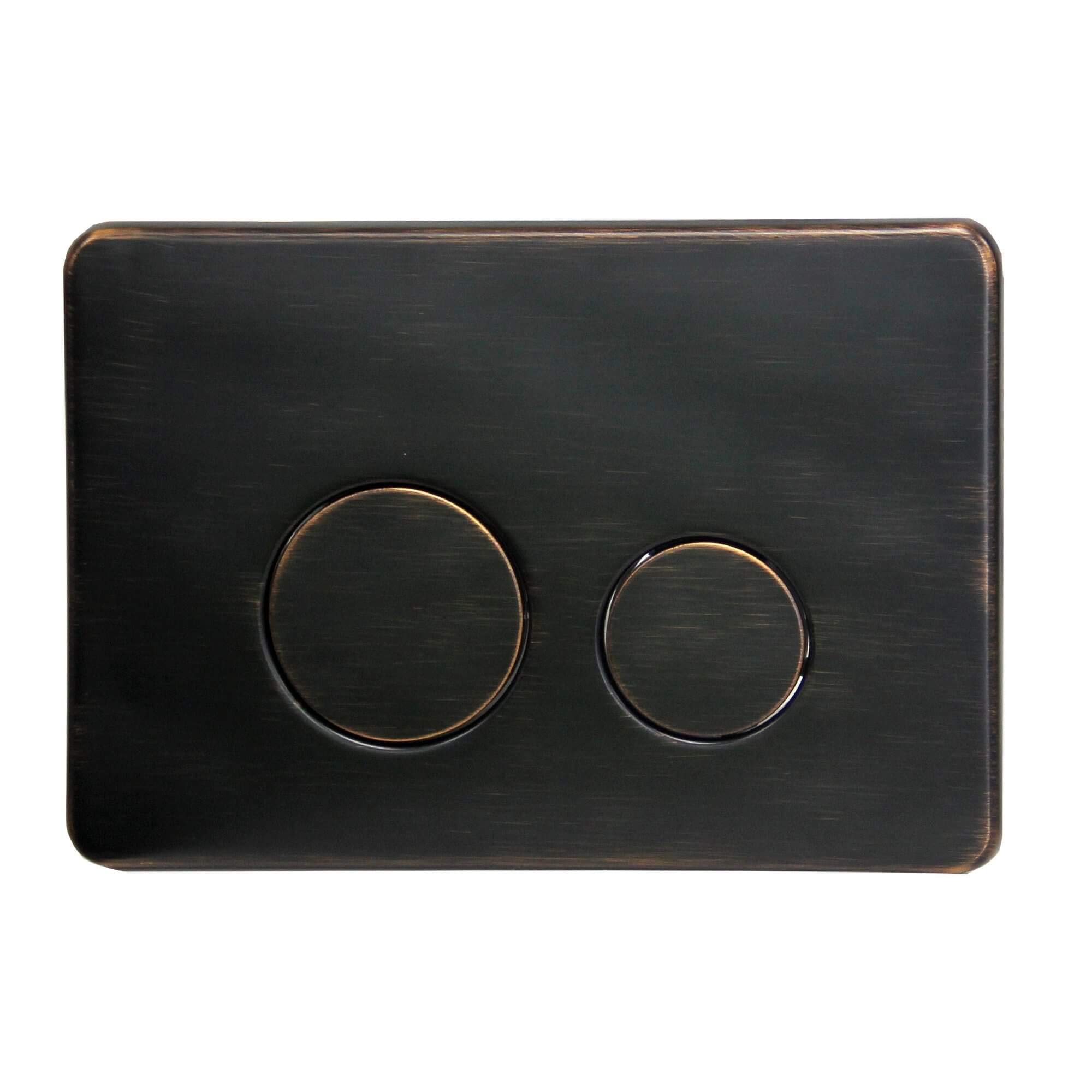Oil Rubbed Bronze Round Concealed Tank Push Button Actuator - Durable Metal Flush Plate for Modern Toilet Upgrades (Bathroom Renovation & Commercial Restroom Installation)