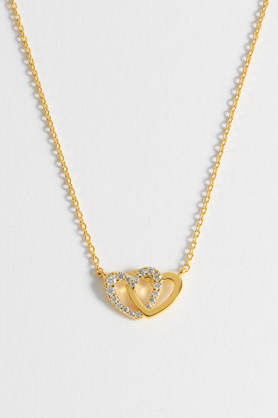 Interlocking Heart CZ Necklace for Women - Sterling Silver Cubic Zirconia Pendant Jewelry - Perfect for Valentine's Day, Anniversary & Romantic Gifts