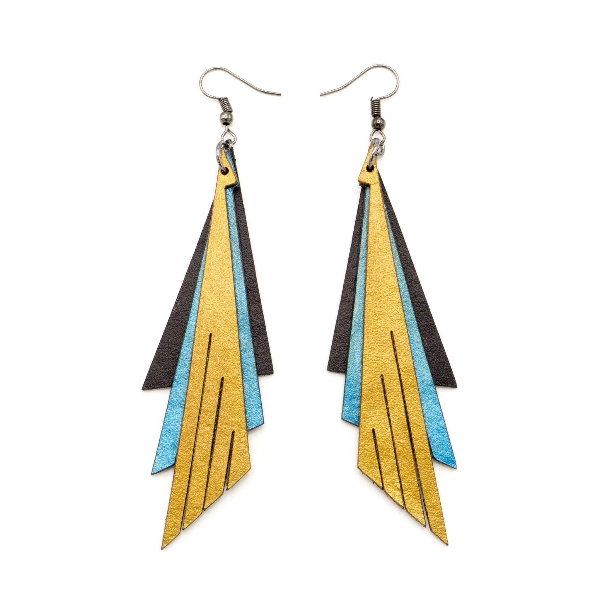 Aktivei Handmade Leather Earrings for Women - Black, Turquoise Pearl & Gold Studs | Boho Chic Accessories for Casual Wear, Parties & Special Occasions