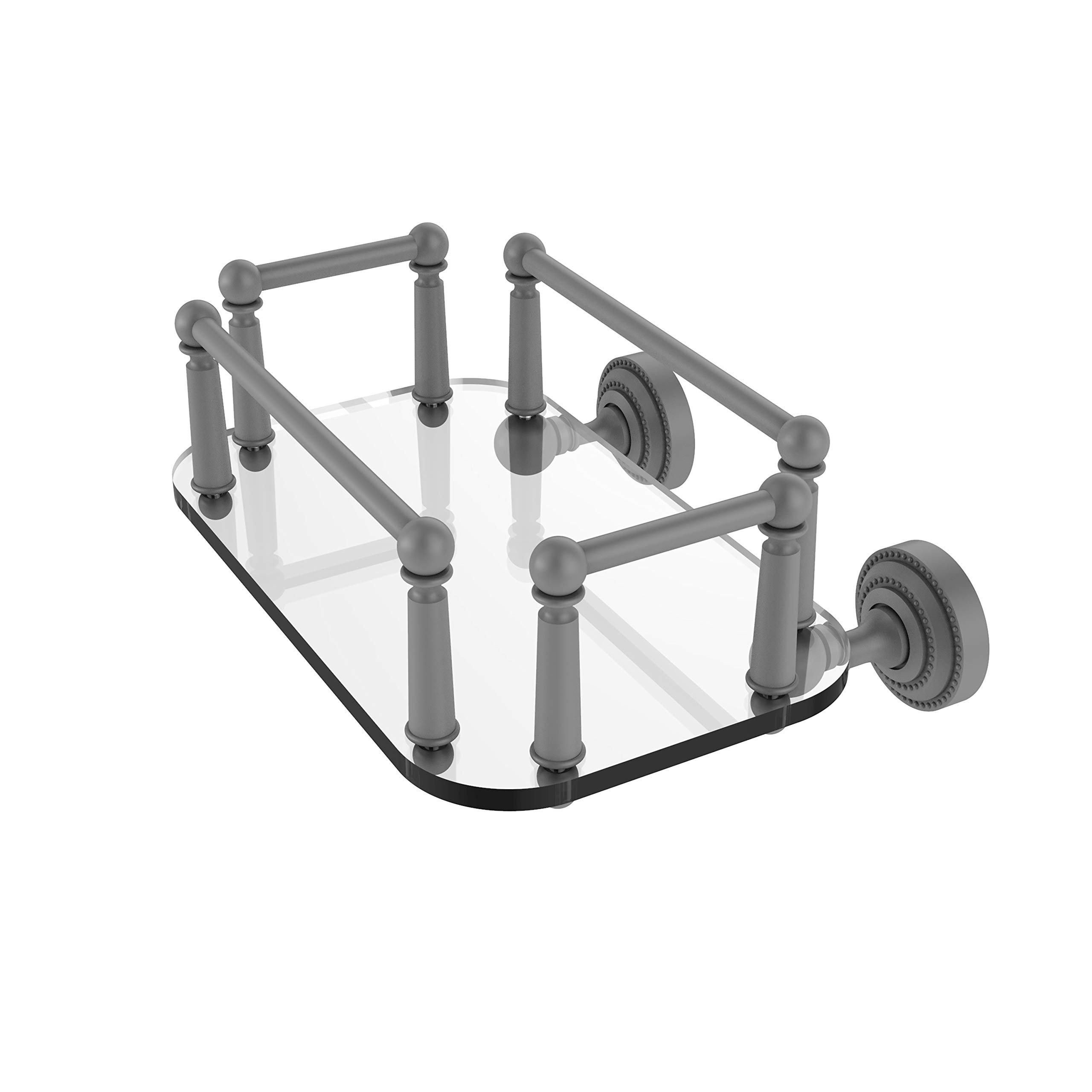 Allied Brass DT-GT-5 Dottingham Collection Wall Mounted Glass Tray Bathroom Towel Holder, Matte Gray - Perfect for Guest Bathrooms, Powder Rooms & Spa Decor