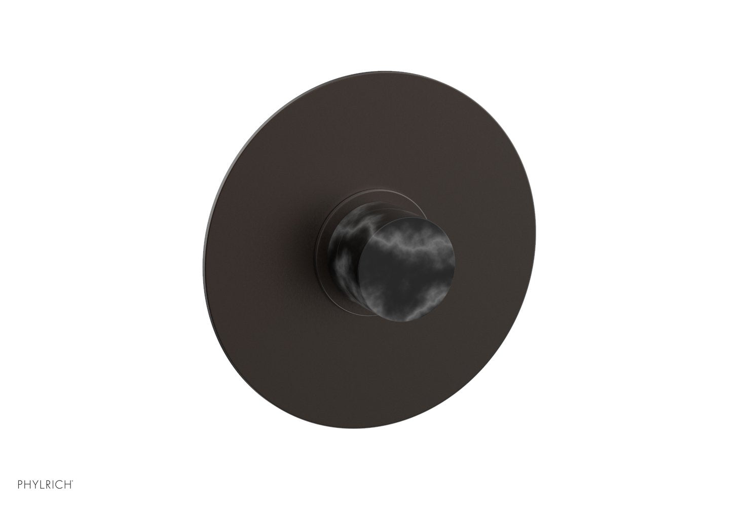 BASIC II 3/4 Thermostatic Round Shower Trim Plate with Black Marble Handle - Modern Bathroom Faucet for Luxury Showers (Model 4 182) | Perfect for Spa-Like Bathroom Renovations