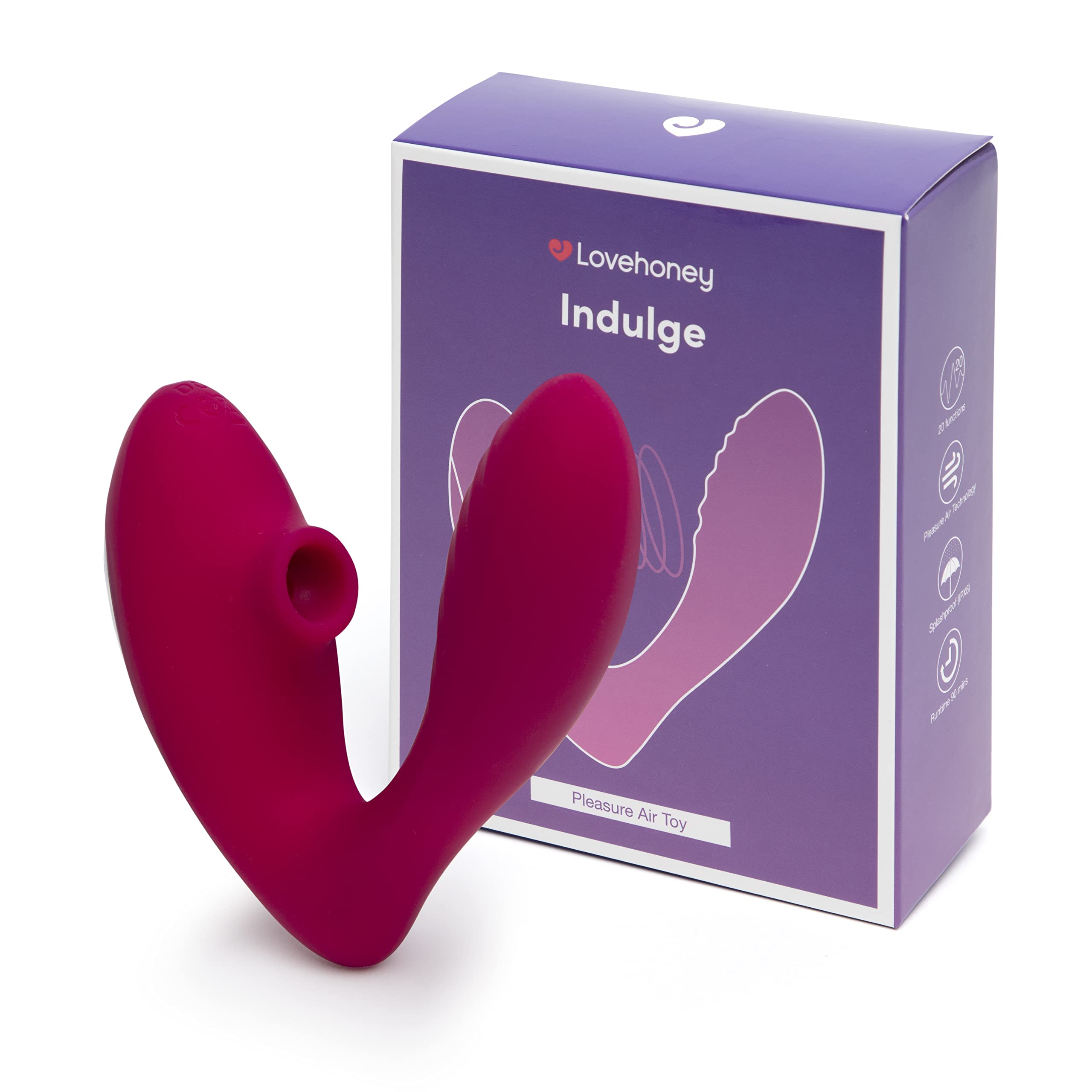 Lovehoney Indulge Clitoral Sucking Vibrator - Dual Stimulation G Spot & Clit Vibrating Dildo | Waterproof Clitoris Stimulator & Sucker | Personal Massager for Women | Perfect for Solo Play & Couples Intimacy