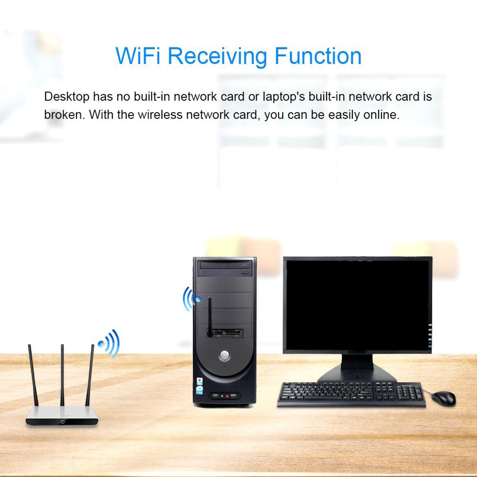 High-Speed USB Wireless Adapter for Desktop PC - Dual Band WiFi Network Adapter with High Gain Antenna for Stable Internet Connection | Perfect for Gaming, Streaming & Home Office Use