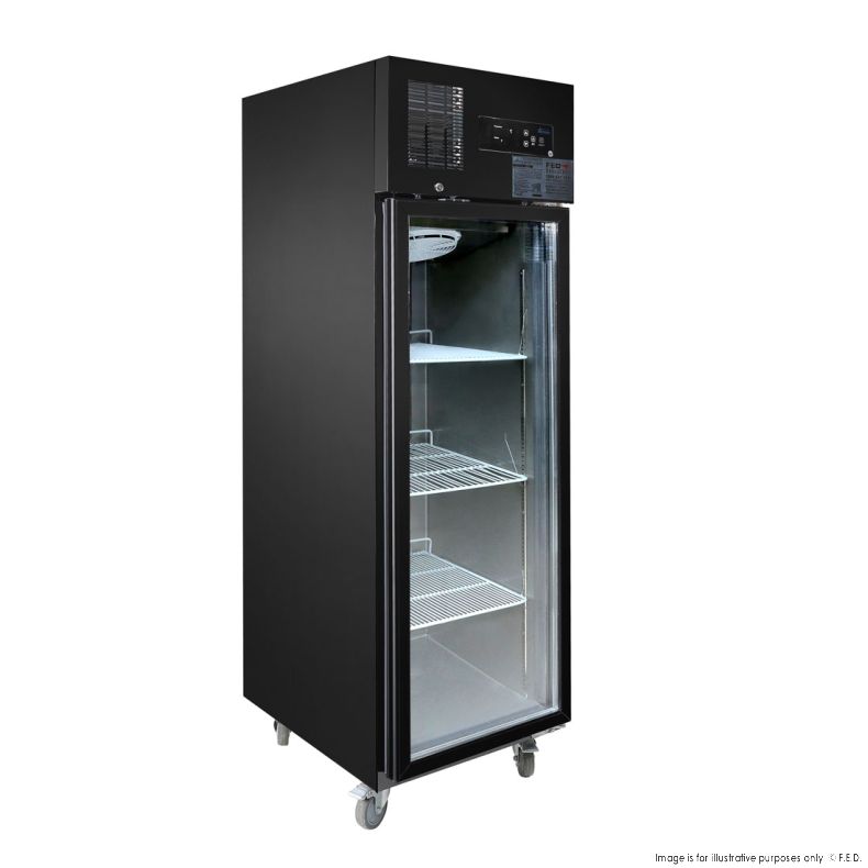 2NDs: Black Stainless Steel Single Glass Door Upright Freezer - SUFG500B NSW1474 | Perfect for Restaurants, Grocery Stores & Home Kitchens