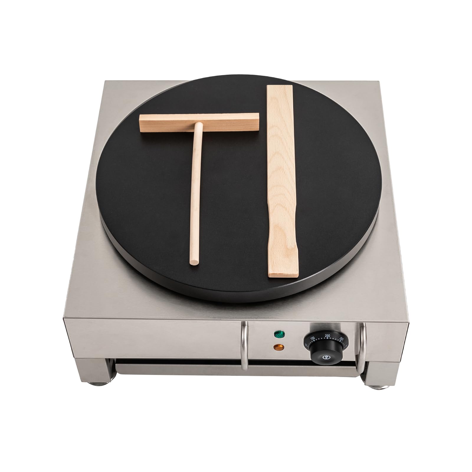 Commercial Electric Crepe Maker Machine - 16 Inch Non-Stick Large Griddle with Adjustable Temperature 50-300°C, 1650W 110V Stainless Steel Pancake Maker - Perfect for Restaurants, Cafes, and Home Breakfast Cooking