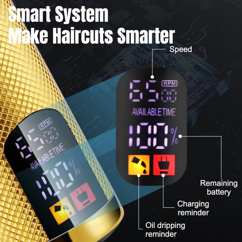 Professional Cordless Hair Clippers for Men - Rechargeable Beard Trimmer & Electric Razor with LCD Display | Barber-Grade Grooming Kit for Home & Travel Use | Perfect Gift for Men (Black)
